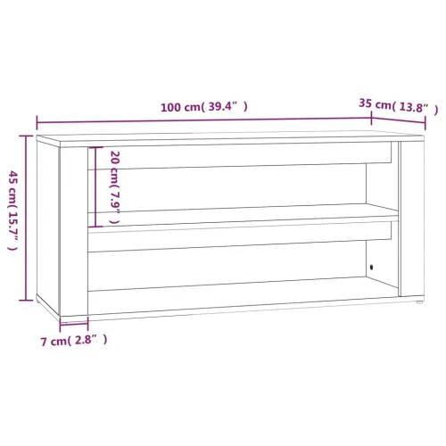 Stalak za cipele boja hrasta 100 x 35 x 45 cm konstruirano drvo - Sivi hrast sonoma Cijena