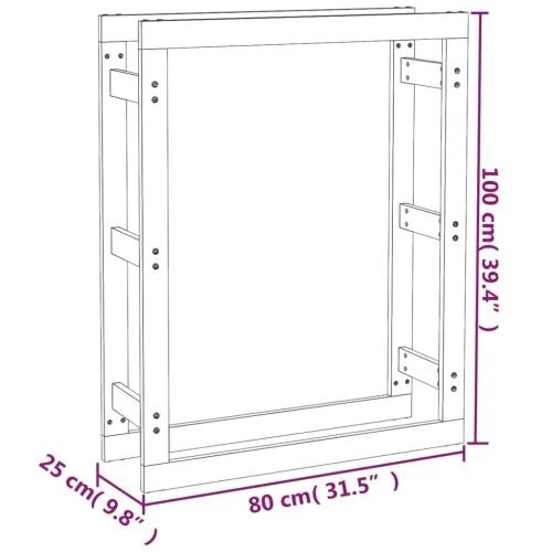 Stalak za drva za ogrjev sivi 80x25x100 cm od masivne borovine - Siva 80 x 25 x 100 cm Cijena
