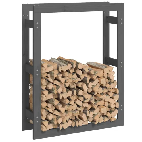 Stalak za drva za ogrjev sivi 80x25x100 cm od masivne borovine - Siva 80 x 25 x 100 cm Cijena