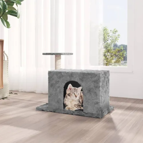 Penjalica za mačke - Kuća za mačke - Grebalica sa stupom za grebanje svjetlosiva 51 cm - Svjetlosiva Cijena