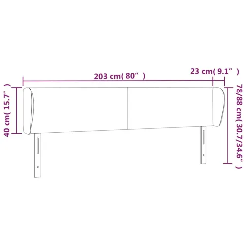 Uzglavlje s ušima crno 203x23x78/88 cm od tkanine - Crna 203 x 23 x 78/88 cm Cijena