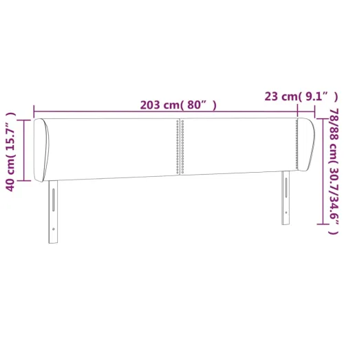 Uzglavlje s ušima crno 203x23x78/88 cm od tkanine - Crna 203 x 23 x 78/88 cm Cijena
