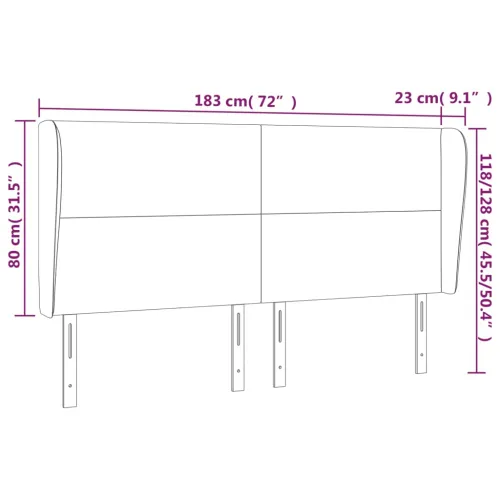 Uzglavlje s ušima crno 183x23x118/128 cm od tkanine - Crna 183 x 23 x 118/128 cm Cijena