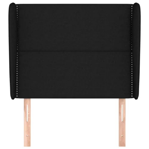 Uzglavlje s ušima crno 93x23x118/128 cm od tkanine - Crna 93 x 23 x 118/128 cm Cijena