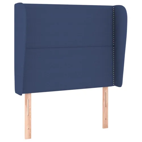 Uzglavlje s ušima plavo 103x23x118/128 cm od tkanine - Plava 103 x 23 x 118/128 cm Cijena