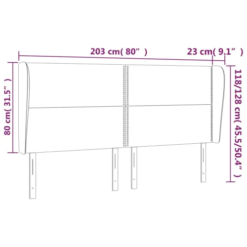 Uzglavlje s ušima plavo 203x23x118/128 cm od tkanine - Plava 203 x 23 x 118/128 cm Cijena