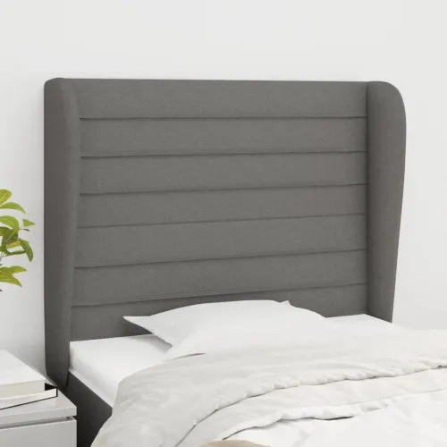 Uzglavlje s ušima tamnosivo 83 x 23 x 118/128 cm od tkanine - Tamno siva 83 x 23 x 118/128 cm Cijena