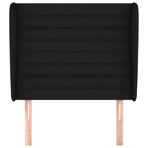 Uzglavlje s ušima crno 93x23x118/128 cm od tkanine - Crna 93 x 23 x 118/128 cm Cijena