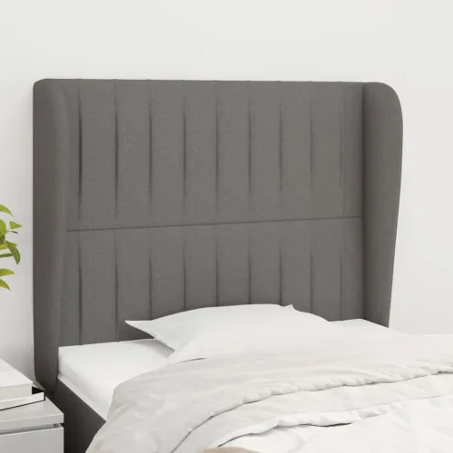 Uzglavlje s ušima tamnosivo 83 x 23 x 118/128 cm od tkanine - Tamno siva 83 x 23 x 118/128 cm Cijena