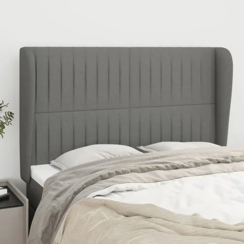 Uzglavlje s ušima tamnosivo 147x23x118/128 cm od tkanine - Tamno siva 147 x 23 x 118/128 cm Cijena