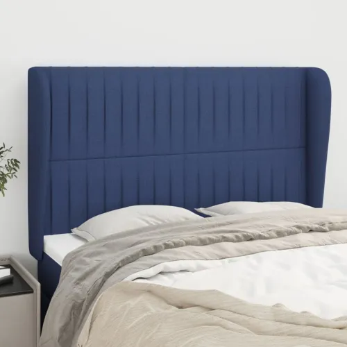 Uzglavlje s ušima plavo 147x23x118/128 cm od tkanine - Plava 147 x 23 x 118/128 cm Cijena