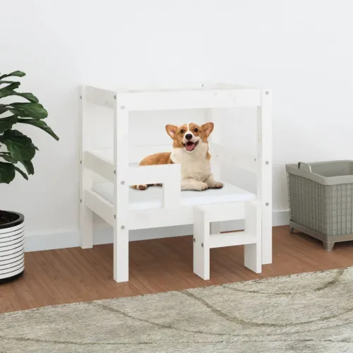 Krevet za pse bijeli 55,5x53,5x60 cm od masivne borovine - Bijela 55.5 x 53.5 x 60 cm Cijena