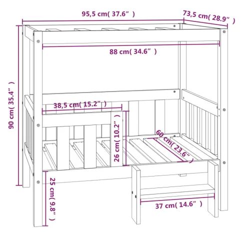 Krevet za pse sivi 95,5x73,5x90 cm od masivne borovine - Siva 95.5 x 73.5 x 90 cm Cijena