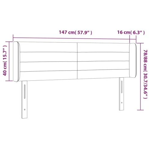 Uzglavlje s ušima crno 147x16x78/88 cm od tkanine - Crna 147 x 16 x 78/88 cm Cijena
