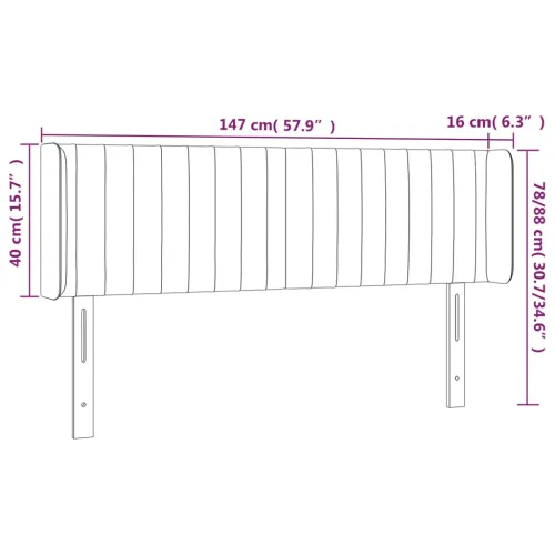 Uzglavlje s ušima crno 147x16x78/88 cm od tkanine - Crna 147 x 16 x 78/88 cm Cijena