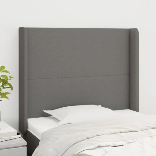 Uzglavlje s ušima tamnosivo 83x16x118/128 cm od tkanine - Tamno siva 83 x 16 x 118/128 cm Cijena