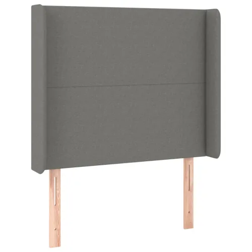 Uzglavlje s ušima tamnosivo 83x16x118/128 cm od tkanine - Tamno siva 83 x 16 x 118/128 cm Cijena