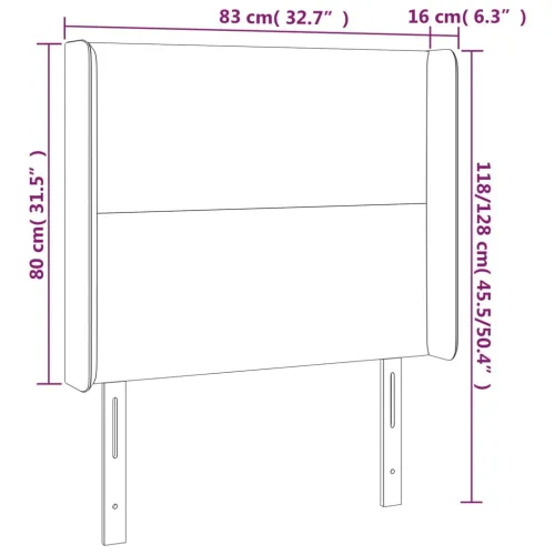 Uzglavlje s ušima tamnosivo 83x16x118/128 cm od tkanine - Tamno siva 83 x 16 x 118/128 cm Cijena