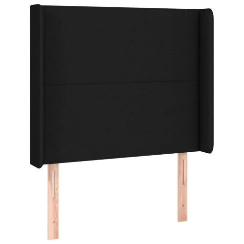 Uzglavlje s ušima crno 83x16x118/128 cm od tkanine - Crna 83 x 16 x 118/128 cm Cijena