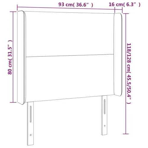 Uzglavlje s ušima tamnosivo 93x16x118/128 cm od tkanine - Tamno siva 93 x 16 x 118/128 cm Cijena