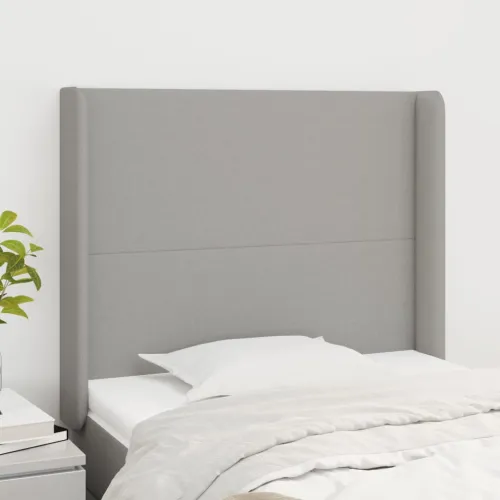 Uzglavlje s ušima svjetlosivo 103x16x118/128 cm od tkanine - Svjetlosiva 103 x 16 x 118/128 cm Cijena