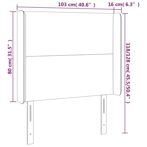 Uzglavlje s ušima crno 103x16x118/128 cm od tkanine - Crna 103 x 16 x 118/128 cm Cijena