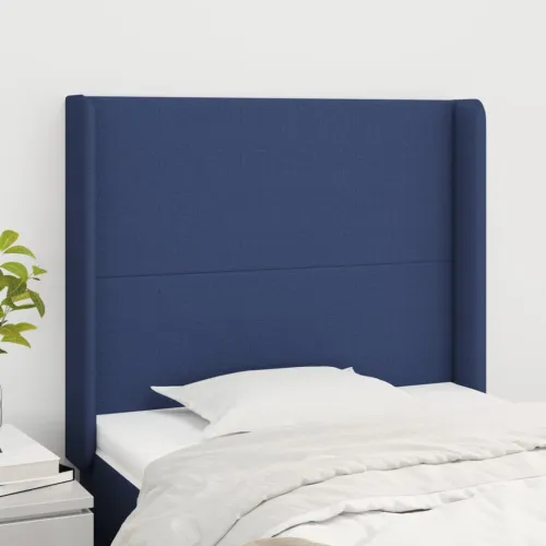 Uzglavlje s ušima plavo 103x16x118/128 cm od tkanine - Plava 103 x 16 x 118/128 cm Cijena
