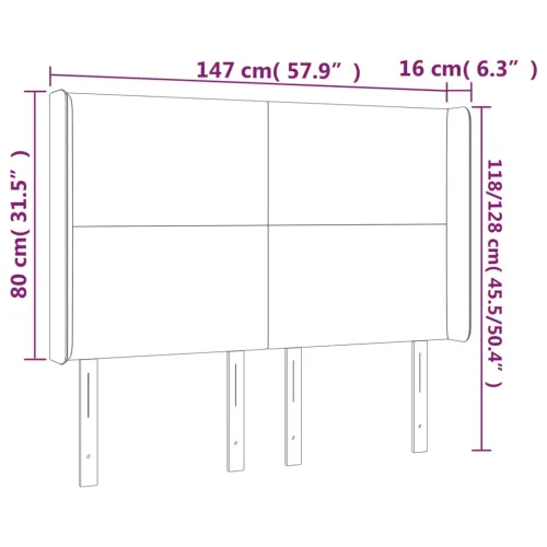 Uzglavlje s ušima svjetlosivo 147x16x118/128 cm od tkanine - Svjetlosiva 147 x 16 x 118/128 cm Cijena