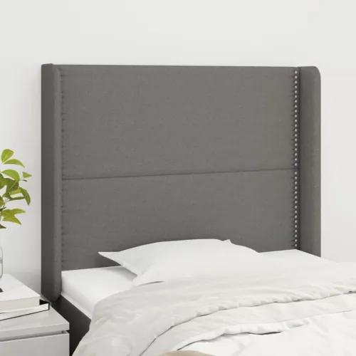 Uzglavlje s ušima tamnosivo 93x16x118/128 cm od tkanine - Tamno siva 93 x 16 x 118/128 cm Cijena