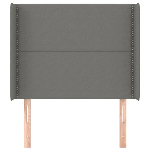 Uzglavlje s ušima tamnosivo 93x16x118/128 cm od tkanine - Tamno siva 93 x 16 x 118/128 cm Cijena