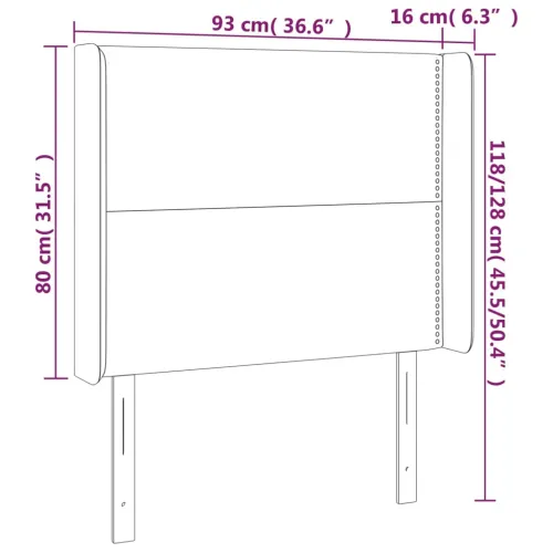 Uzglavlje s ušima tamnosivo 93x16x118/128 cm od tkanine - Tamno siva 93 x 16 x 118/128 cm Cijena