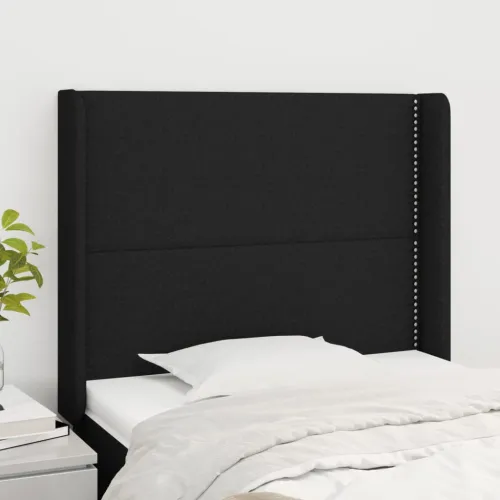 Uzglavlje s ušima crno 93x16x118/128 cm od tkanine - Crna 93 x 16 x 118/128 cm Cijena