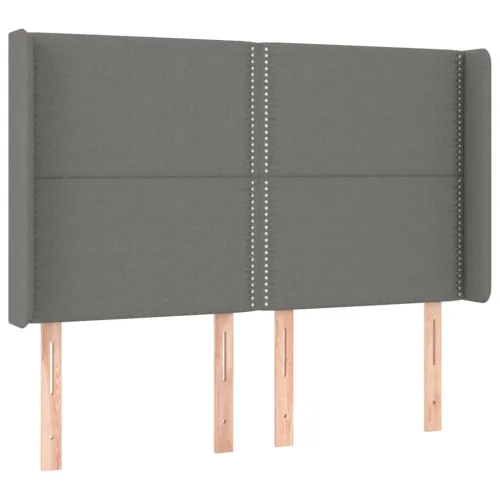 Uzglavlje s ušima tamnosivo 147x16x118/128 cm od tkanine - Tamno siva 147 x 16 x 118/128 cm Cijena