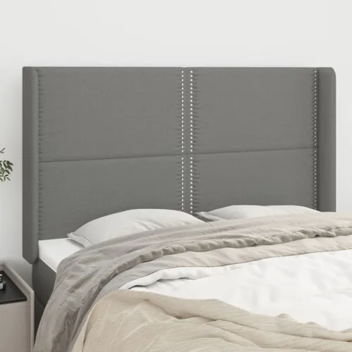 Uzglavlje s ušima tamnosivo 147x16x118/128 cm od tkanine - Tamno siva 147 x 16 x 118/128 cm Cijena