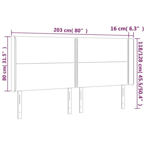 Uzglavlje s ušima plavo 203x16x118/128 cm od tkanine - Plava 203 x 16 x 118/128 cm Cijena