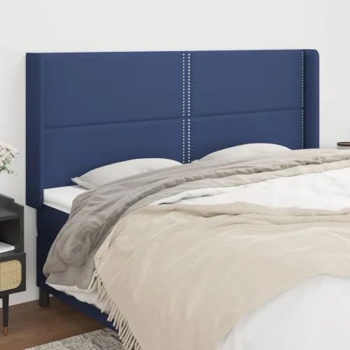 Uzglavlje s ušima plavo 203x16x118/128 cm od tkanine - Plava 203 x 16 x 118/128 cm Cijena