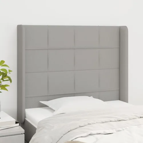 Uzglavlje s ušima svjetlosivo 83x16x118/128 cm od tkanine - Svjetlosiva 83 x 16 x 118/128 cm Cijena