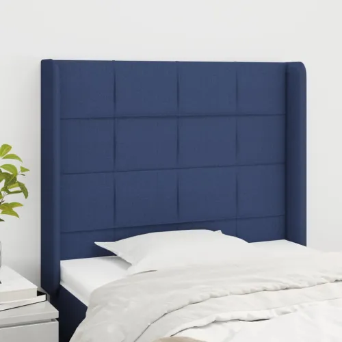 Uzglavlje s ušima plavo 83x16x118/128 cm od tkanine - Plava 83 x 16 x 118/128 cm Cijena