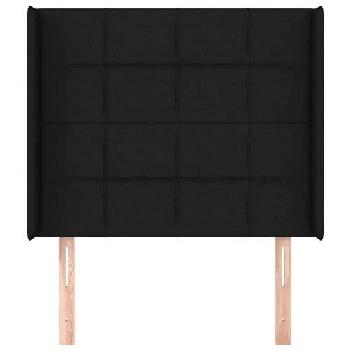Uzglavlje s ušima crno 103x16x118/128 cm od tkanine - Crna 103 x 16 x 118/128 cm Cijena