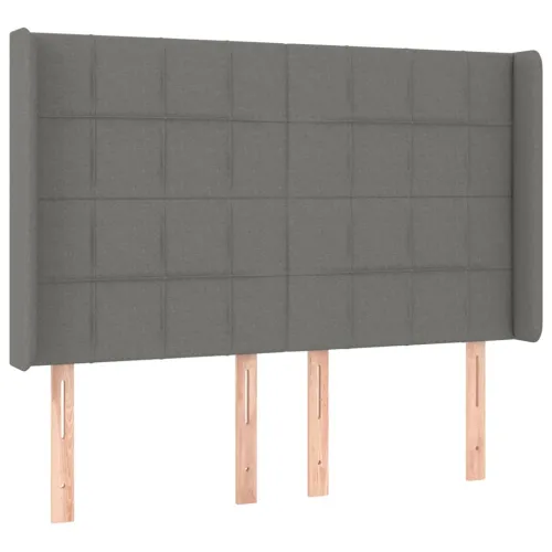 Uzglavlje s ušima tamnosivo 147x16x118/128 cm od tkanine - Tamno siva 147 x 16 x 118/128 cm Cijena