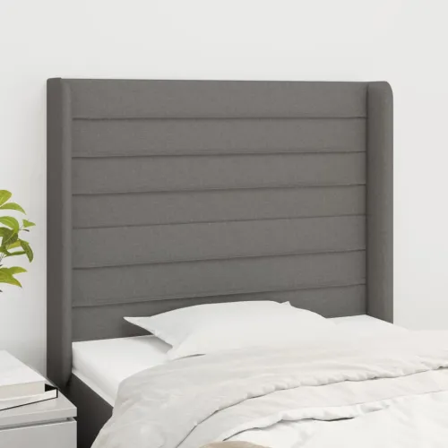 Uzglavlje s ušima tamnosivo 83x16x118/128 cm od tkanine - Tamno siva 83 x 16 x 118/128 cm Cijena