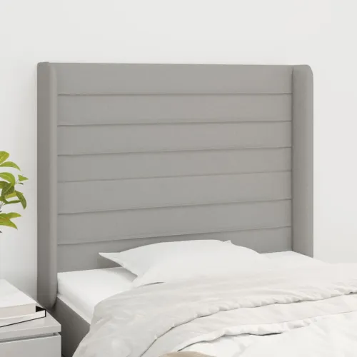 Uzglavlje s ušima svjetlosivo 93x16x118/128 cm od tkanine - Svjetlosiva 93 x 16 x 118/128 cm Cijena