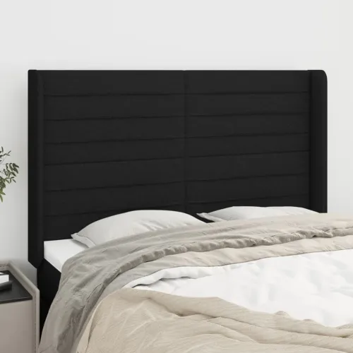 Uzglavlje s ušima crno 147x16x118/128 cm od tkanine - Crna 147 x 16 x 118/128 cm Cijena
