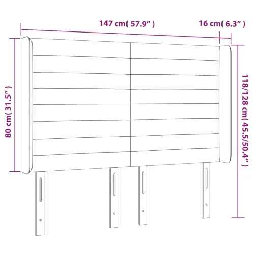 Uzglavlje s ušima crno 147x16x118/128 cm od tkanine - Crna 147 x 16 x 118/128 cm Cijena