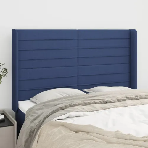 Uzglavlje s ušima plavo 147x16x118/128 cm od tkanine - Plava 147 x 16 x 118/128 cm Cijena