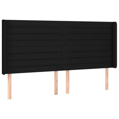 Uzglavlje s ušima crno 163x16x118/128 cm od tkanine - Crna 163 x 16 x 118/128 cm Cijena