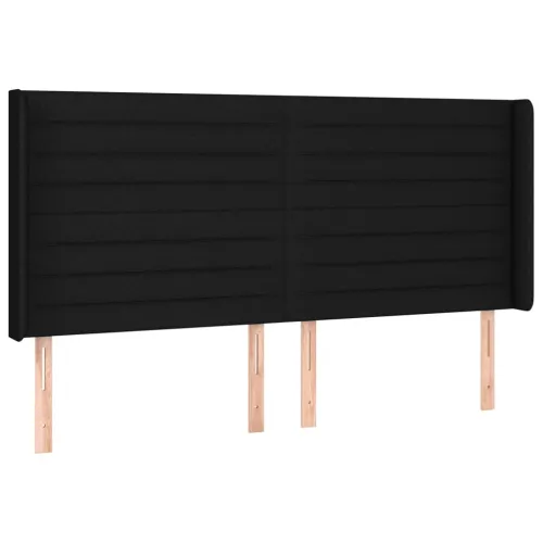 Uzglavlje s ušima crno 183x16x118/128 cm od tkanine - Crna 183 x 16 x 118/128 cm Cijena