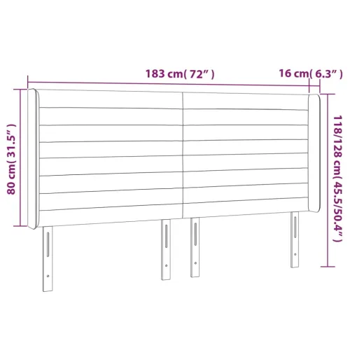 Uzglavlje s ušima crno 183x16x118/128 cm od tkanine - Crna 183 x 16 x 118/128 cm Cijena