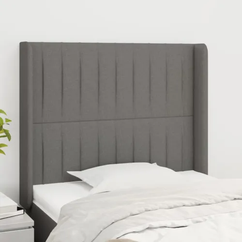 Uzglavlje s ušima tamnosivo 83x16x118/128 cm od tkanine - Tamno siva 83 x 16 x 118/128 cm Cijena