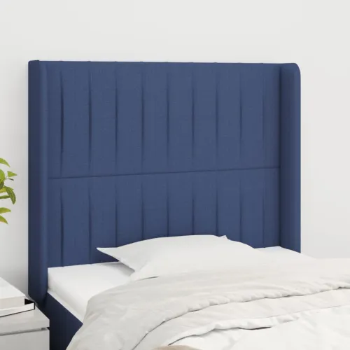 Uzglavlje s ušima plavo 93x16x118/128 cm od tkanine - Plava 93 x 16 x 118/128 cm Cijena
